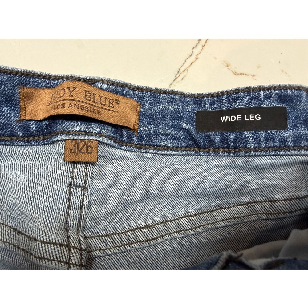 Judy Blue Braided Side Seam Wide Leg Jeans Medium Wash JB88850 MD Size 3/26 - Picture 3 of 6